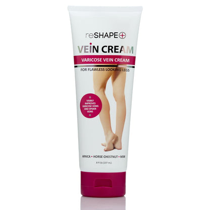 Reshape+ Varicose Vein Relief & Vein Care Cream with Collagen, Arnica, & Horse Chestnut - Visibly Reduce Varicose Veins, Bruises, & Spider Veins, 8 Fl Oz