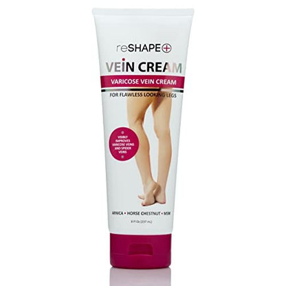 Reshape+ Varicose Vein Relief & Vein Care Cream with Collagen, Arnica, & Horse Chestnut - Visibly Reduce Varicose Veins, Bruises, & Spider Veins, 8 Fl Oz