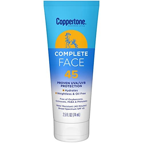 Coppertone Complete Face Sunscreen Lotion SPF 45 – Oil-Free, Weightless, Water Resistant, 2.5 oz - görsel 2