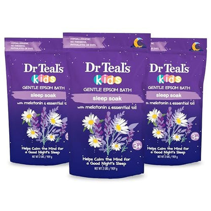 Dr Teal's Kids Gentle Epsom Salt Sleep Soak with Melatonin & Essential Oil Blend, 2 lbs (Pack of 3) - Bath Salts for Relaxation Avelisse