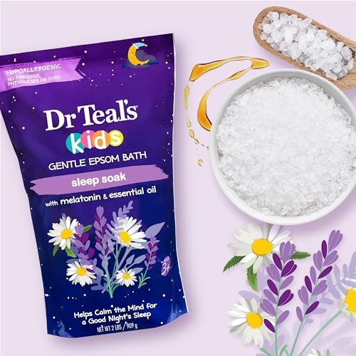 Dr Teal's Kids Gentle Epsom Salt Sleep Soak with Melatonin & Essential Oil Blend, 2 lbs (Pack of 3) - Bath Salts for Relaxation Avelisse