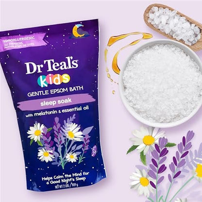 Dr Teal's Kids Gentle Epsom Salt Sleep Soak with Melatonin & Essential Oil Blend, 2 lbs (Pack of 3) - Bath Salts for Relaxation Avelisse