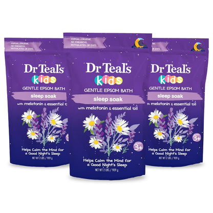 Dr Teal's Kids Gentle Epsom Salt Sleep Soak with Melatonin & Essential Oil Blend, 2 lbs (Pack of 3) - Bath Salts for Relaxation Avelisse
