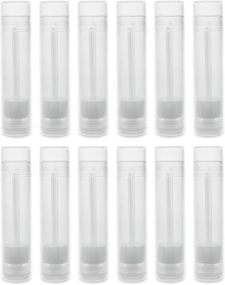 Handy Basics Empty Lip Balm Tubes - 12 Pack, 5.5ml Each, Natural Translucent Plastic - görsel 1