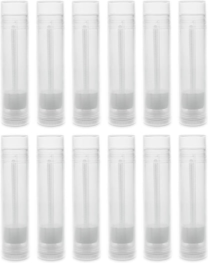 Handy Basics Empty Lip Balm Tubes - 12 Pack, 5.5ml Each, Natural Translucent Plastic