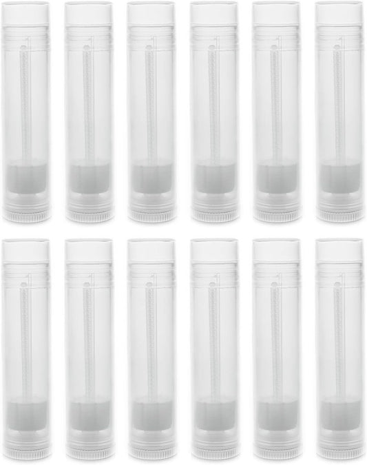 Handy Basics Empty Lip Balm Tubes - 12 Pack, 5.5ml Each, Natural Translucent Plastic