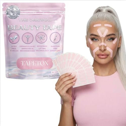 TapeTox Face Tape for Wrinkles - 160 Pre-Cut Wrinkle Patches for Forehead, Crow's Feet, Smile Lines - Overnight Lifting Tape - Latex-Free, Non-Toxic - Wrinkle Smoothing Avelisse