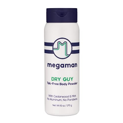 Megaman Sweat Absorbing Body Powder - Dry Guy | Prevents Chafing & Odor | Groin, Body, Feet & More | Talc-Free, All Natural | 6 oz Avelisse