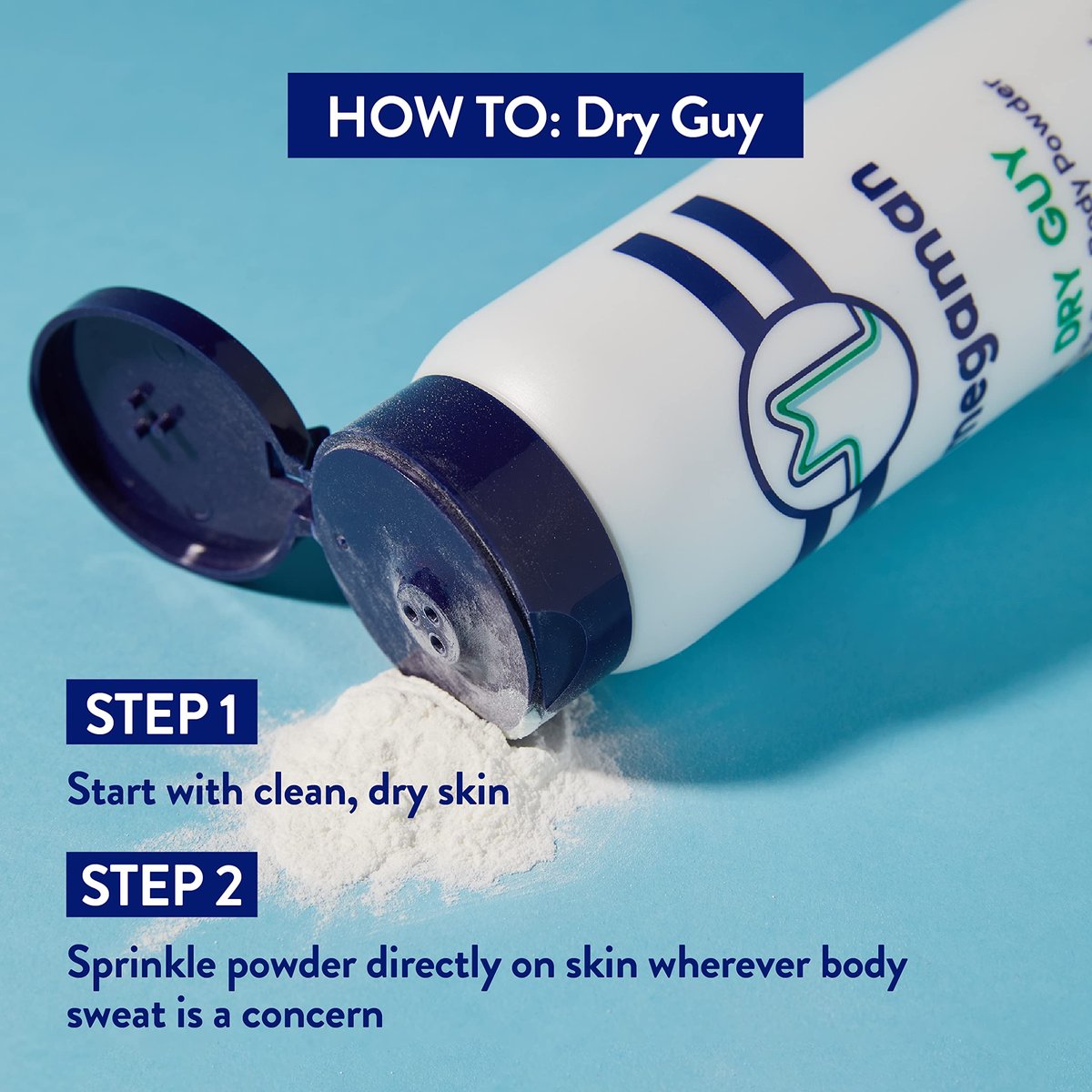 Megaman Sweat Absorbing Body Powder - Dry Guy | Prevents Chafing & Odor | Groin, Body, Feet & More | Talc-Free, All Natural | 6 oz Avelisse
