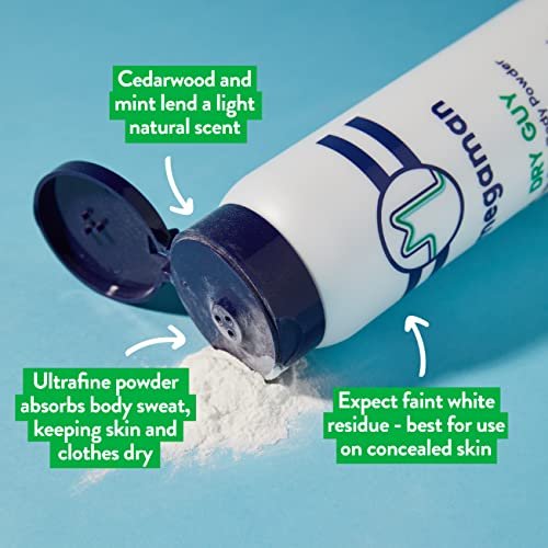 Megaman Sweat Absorbing Body Powder - Dry Guy | Prevents Chafing & Odor | Groin, Body, Feet & More | Talc-Free, All Natural | 6 oz Avelisse