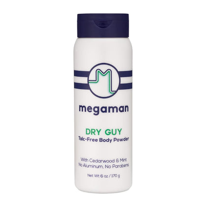 Megaman Sweat Absorbing Body Powder - Dry Guy | Prevents Chafing & Odor | Groin, Body, Feet & More | Talc-Free, All Natural | 6 oz Avelisse