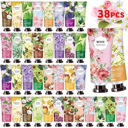 INALIER 38-Pack Hand Cream Bulk - Mini Travel Size Hand Lotion Set for Women, Teen Girls, Coworkers, Teachers, Nurses - Gifts for Dry Cracked Hands