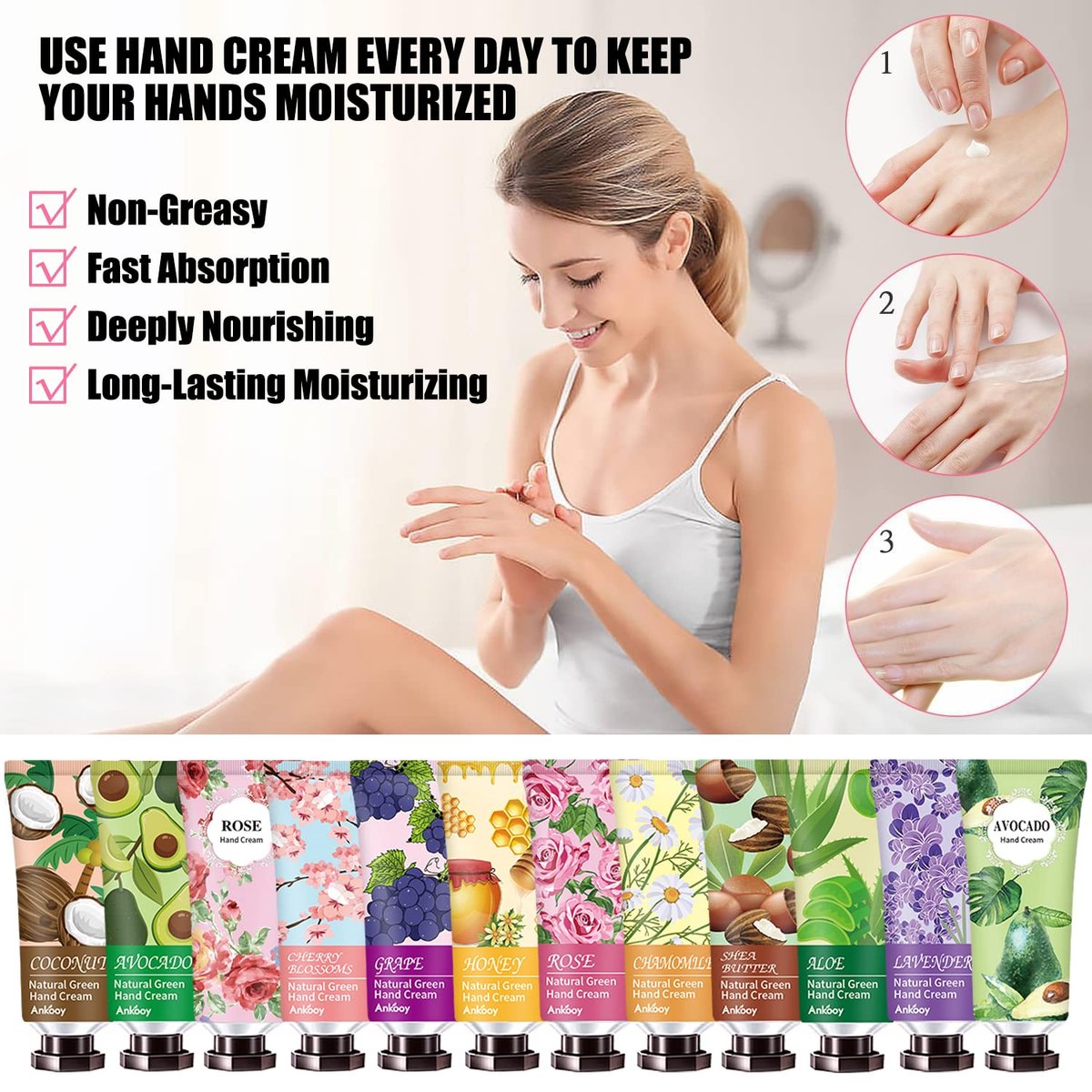 INALIER 38-Pack Hand Cream Bulk - Mini Travel Size Hand Lotion Set for Women, Teen Girls, Coworkers, Teachers, Nurses - Gifts for Dry Cracked Hands - görsel 7