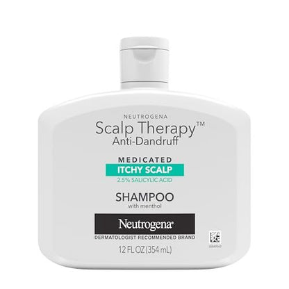 Neutrogena Scalp Therapy Anti-Dandruff Shampoo for Itchy Scalp, 2.5% Salicylic Acid with Peppermint Fragrance, 12 fl oz