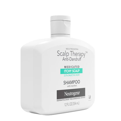 Neutrogena Scalp Therapy Anti-Dandruff Shampoo for Itchy Scalp, 2.5% Salicylic Acid with Peppermint Fragrance, 12 fl oz