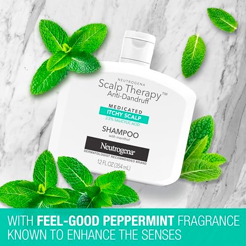 Neutrogena Scalp Therapy Anti-Dandruff Shampoo for Itchy Scalp, 2.5% Salicylic Acid with Peppermint Fragrance, 12 fl oz - görsel 12