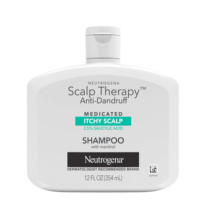Neutrogena Scalp Therapy Anti-Dandruff Shampoo for Itchy Scalp, 2.5% Salicylic Acid with Peppermint Fragrance, 12 fl oz