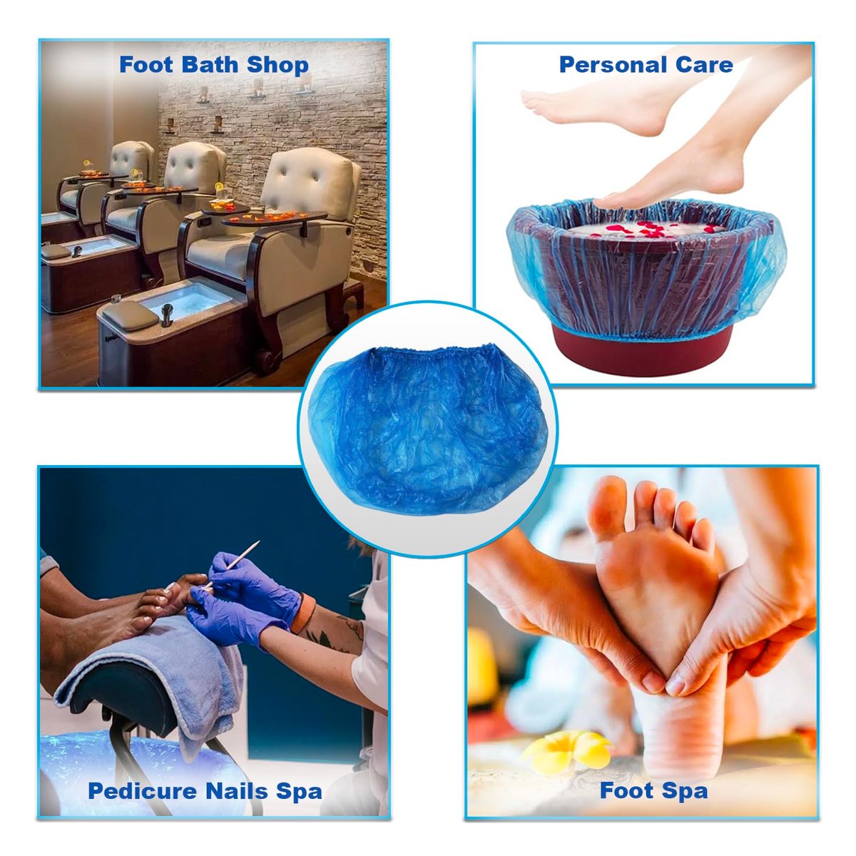 LVKN Disposable Pedicure Liners for Nail Spa - Blue, 120cm/47.25in, 50 Count, One Size Fits Most Spa Chairs Avelisse