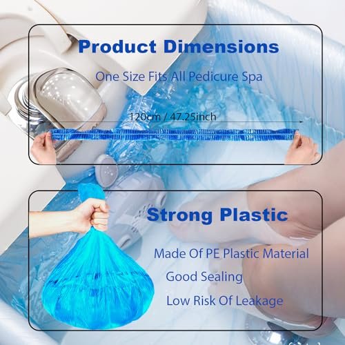 LVKN Disposable Pedicure Liners for Nail Spa - Blue, 120cm/47.25in, 50 Count, One Size Fits Most Spa Chairs Avelisse
