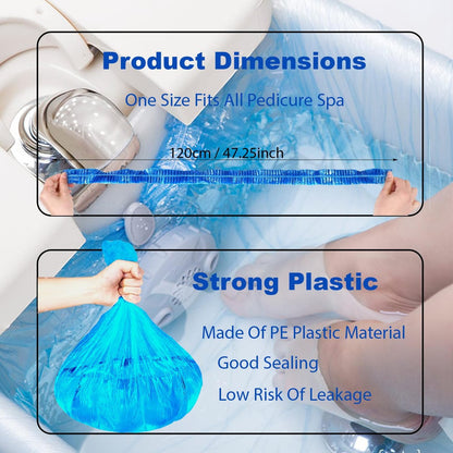 LVKN Disposable Pedicure Liners for Nail Spa - Blue, 120cm/47.25in, 50 Count, One Size Fits Most Spa Chairs Avelisse
