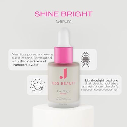 JESS BEAUTY Shine Bright Serum - Niacinamide Face Moisturizer to Minimize Pores, 1 fl oz Avelisse