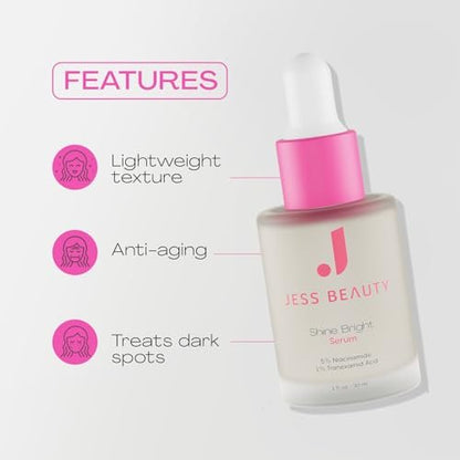 JESS BEAUTY Shine Bright Serum - Niacinamide Face Moisturizer to Minimize Pores, 1 fl oz Avelisse