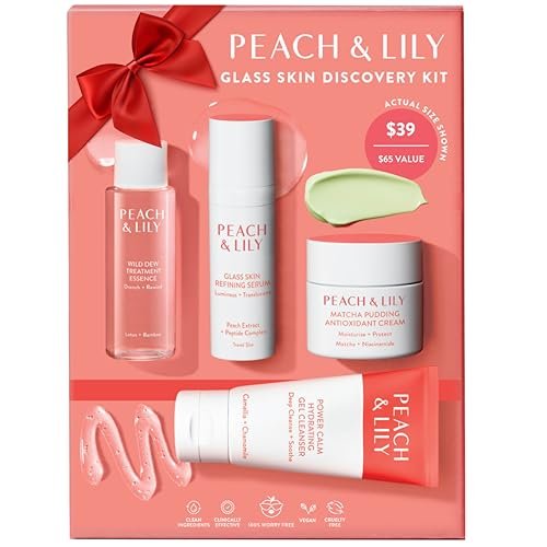 Peach & Lily Glass Skin Discovery Kit – 4-Piece Korean Beauty Skincare Set for Glowing, Acne-Prone Skin | Vegan & Cruelty-Free Avelisse