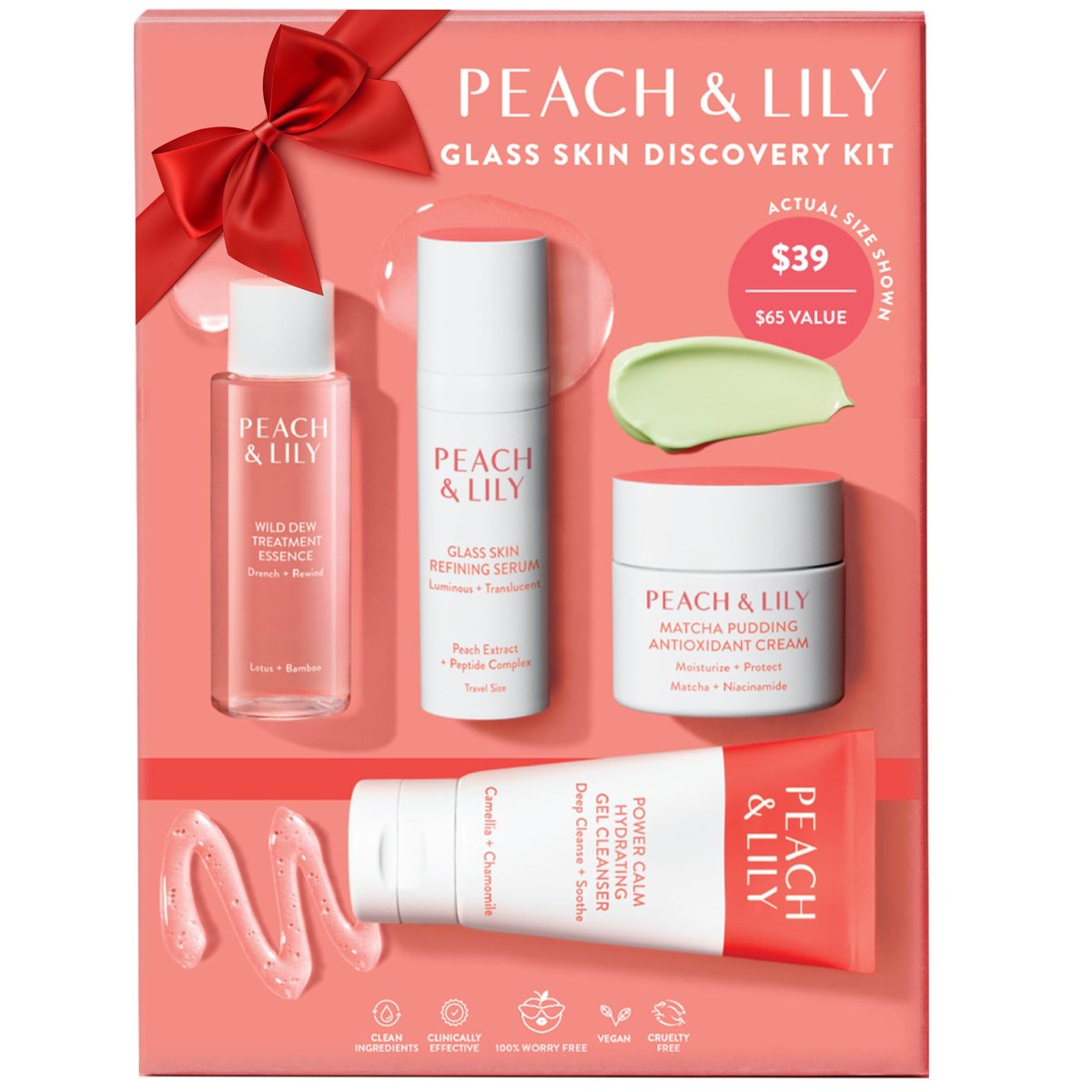 Peach & Lily Glass Skin Discovery Kit – 4-Piece Korean Beauty Skincare Set for Glowing, Acne-Prone Skin | Vegan & Cruelty-Free Avelisse