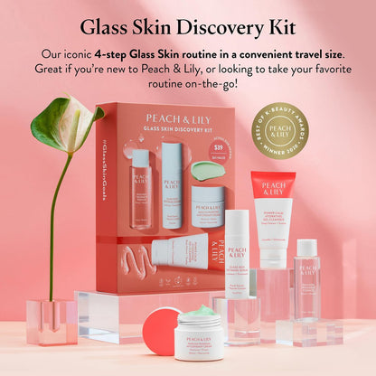 Peach & Lily Glass Skin Discovery Kit – 4-Piece Korean Beauty Skincare Set for Glowing, Acne-Prone Skin | Vegan & Cruelty-Free Avelisse