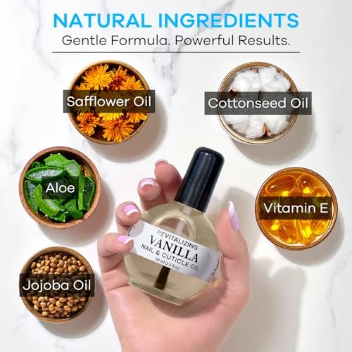 Ellie Chase Moisturizing Cuticle & Nail Care Oil 2.3 Fl Oz - Vanilla Scented – Infused with Jojoba Oil, Aloe, Vitamin E – Nail & Cuticle Hydration, Repair, Moisturizer, Strengthener, Growth - görsel 8