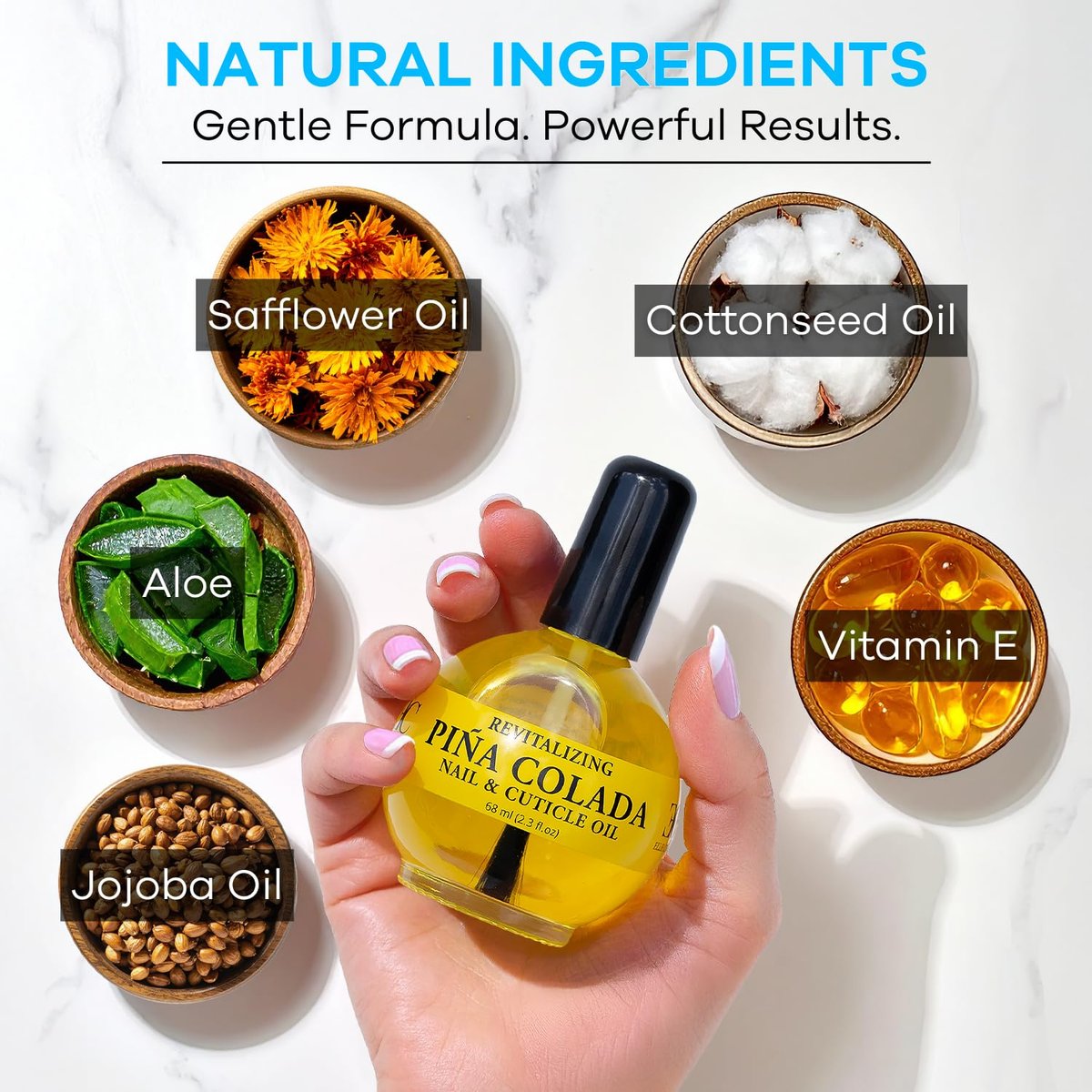 ELLIE CHASE Moisturizing Cuticle & Nail Care Oil – Pina Colada Scented, Infused with Jojoba Oil, Aloe & Vitamin E – 2.3 Fl Oz - görsel 7