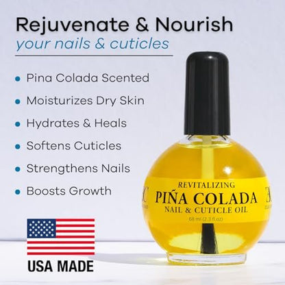 ELLIE CHASE Moisturizing Cuticle & Nail Care Oil – Pina Colada Scented, Infused with Jojoba Oil, Aloe & Vitamin E – 2.3 Fl Oz
