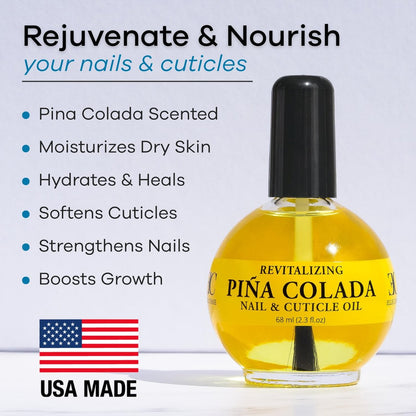 ELLIE CHASE Moisturizing Cuticle & Nail Care Oil – Pina Colada Scented, Infused with Jojoba Oil, Aloe & Vitamin E – 2.3 Fl Oz