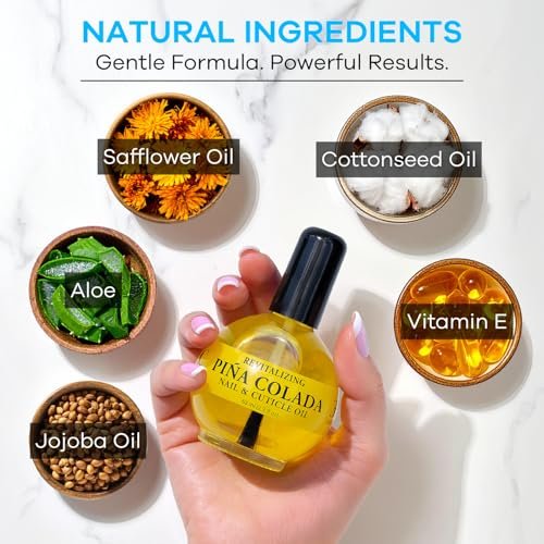 ELLIE CHASE Moisturizing Cuticle & Nail Care Oil – Pina Colada Scented, Infused with Jojoba Oil, Aloe & Vitamin E – 2.3 Fl Oz - görsel 8