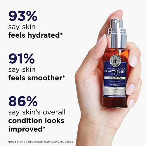 IT Cosmetics Confidence in Your Beauty Sleep Triple Antioxidant Brightening Serum – 24HR Hydration – Anti-Aging – 12% Vitamin C Serum – Fragrance Free – All Skin Types, 1.0 fl. oz Avelisse