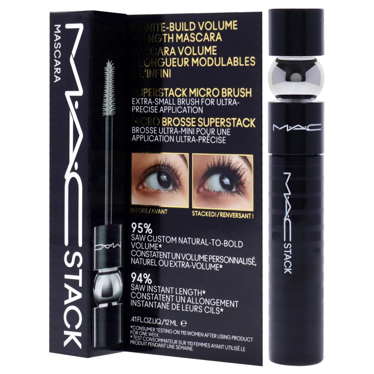 MAC Stack Mascara Superstack Micro Brush Mascara - Carbon Black, 0.41 oz Avelisse
