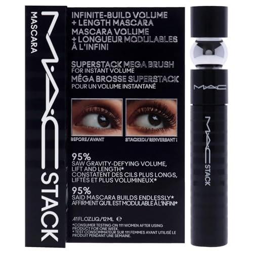 MAC Stack Mascara Superstack Macro Brush Mascara - Black, 0.41 oz Avelisse