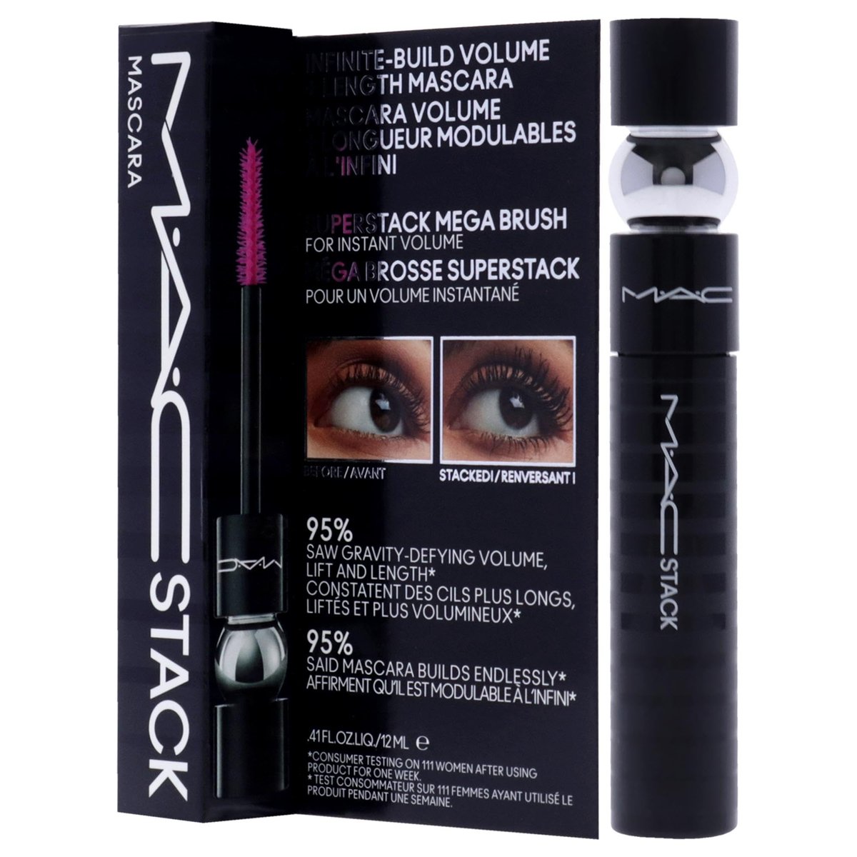 MAC Stack Mascara Superstack Macro Brush Mascara - Black, 0.41 oz Avelisse