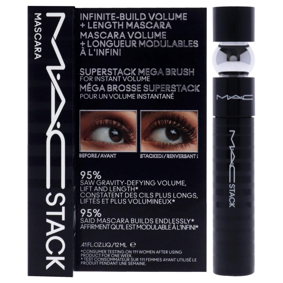 MAC Stack Mascara Superstack Macro Brush Mascara - Black, 0.41 oz Avelisse