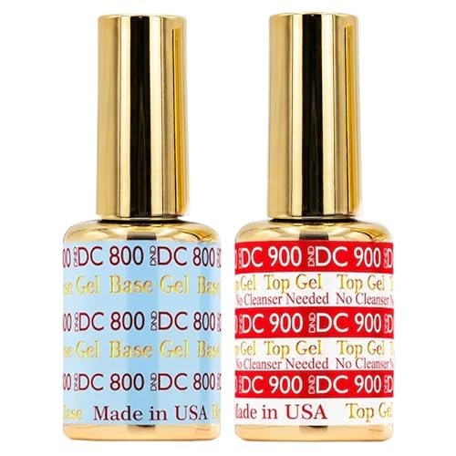 DND DC Base Gel and Top Gel Polish No Cleanse Set - UV/LED Gel Base Coat 800 & No Cleanse Top Coat 900, Salon Professional Gel Polish Duo, 0.6 Fl Oz Each Avelisse