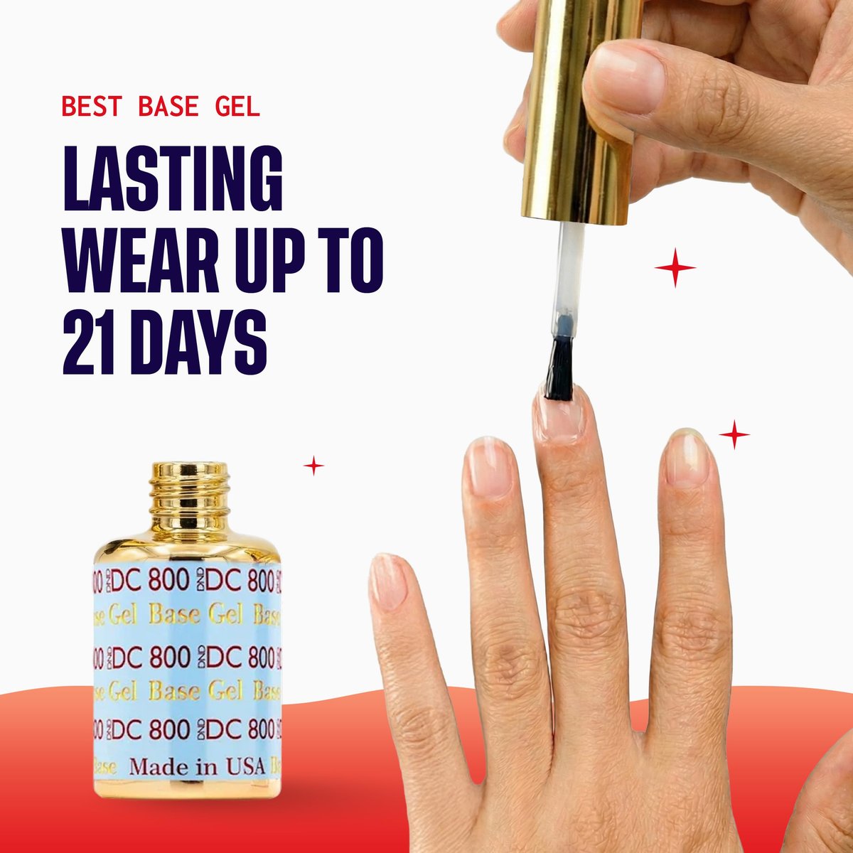 DND DC Base Gel and Top Gel Polish No Cleanse Set - UV/LED Gel Base Coat 800 & No Cleanse Top Coat 900, Salon Professional Gel Polish Duo, 0.6 Fl Oz Each Avelisse