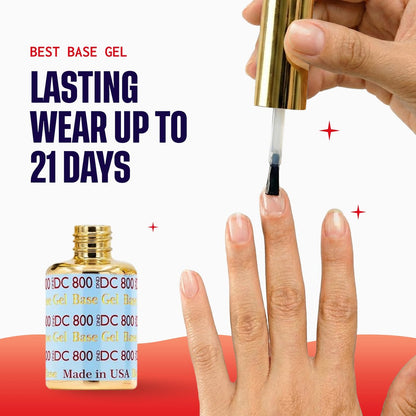 DND DC Base Gel and Top Gel Polish No Cleanse Set - UV/LED Gel Base Coat 800 & No Cleanse Top Coat 900, Salon Professional Gel Polish Duo, 0.6 Fl Oz Each Avelisse