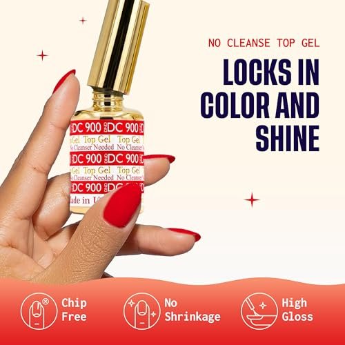DND DC Base Gel and Top Gel Polish No Cleanse Set - UV/LED Gel Base Coat 800 & No Cleanse Top Coat 900, Salon Professional Gel Polish Duo, 0.6 Fl Oz Each Avelisse