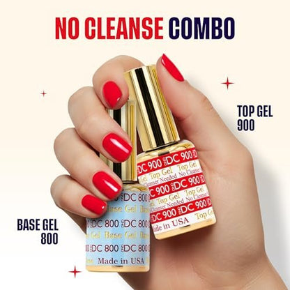 DND DC Base Gel and Top Gel Polish No Cleanse Set - UV/LED Gel Base Coat 800 & No Cleanse Top Coat 900, Salon Professional Gel Polish Duo, 0.6 Fl Oz Each Avelisse