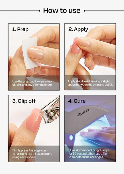 ohora Semi Cured Gel Nail Strips - N Bare Crystal - Salon-Quality Long-Lasting Nail Wraps