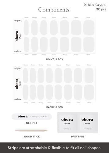 ohora Semi Cured Gel Nail Strips - N Bare Crystal - Salon-Quality Long-Lasting Nail Wraps - görsel 12