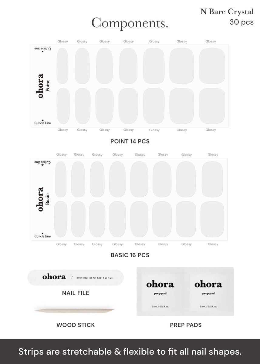 ohora Semi Cured Gel Nail Strips - N Bare Crystal - Salon-Quality Long-Lasting Nail Wraps - görsel 11