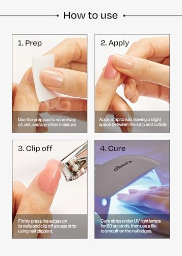 ohora Semi Cured Gel Nail Strips - N Bare Crystal - Salon-Quality Long-Lasting Nail Wraps - görsel 14