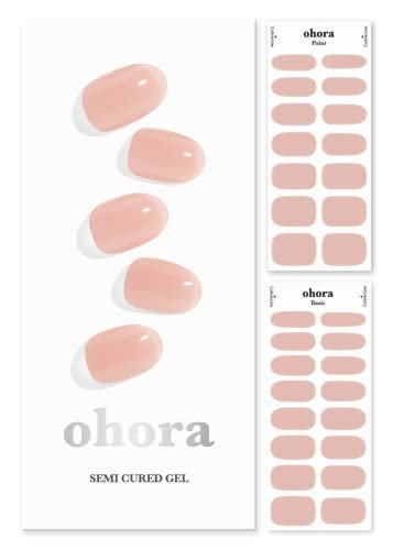 ohora Semi Cured Gel Nail Strips - N Bare Apricot | Nude Solid Color, Long-Lasting Salon-Quality Nails, Easy Apply & Remove Avelisse