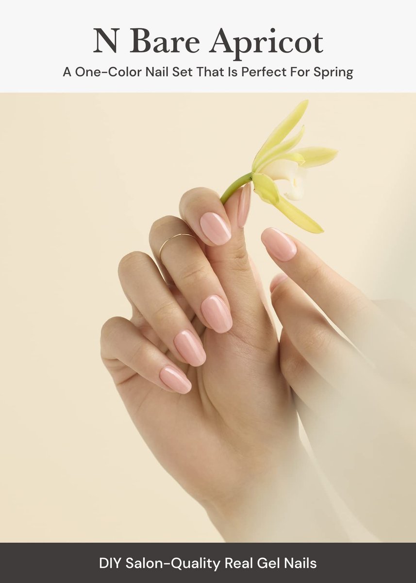 ohora Semi Cured Gel Nail Strips - N Bare Apricot | Nude Solid Color, Long-Lasting Salon-Quality Nails, Easy Apply & Remove Avelisse